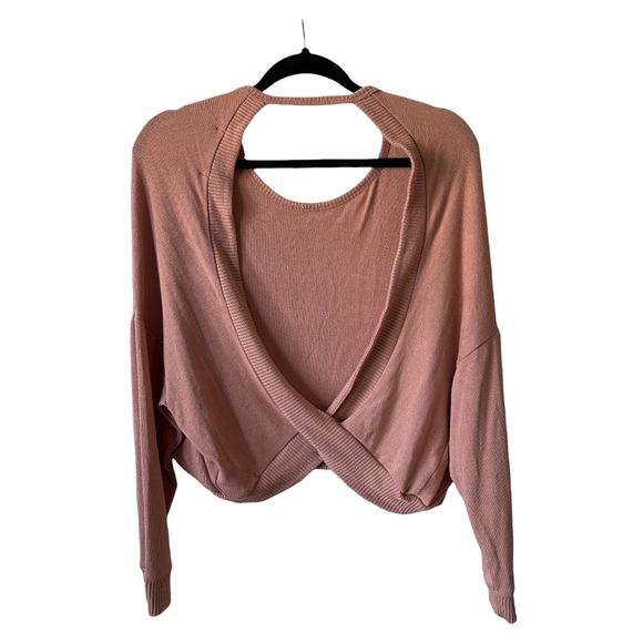 Project Social T Cropped Sweatshirt Batwing Sleeves & Cut-Out Back w/ Twist Hem - Picture 4 of 12